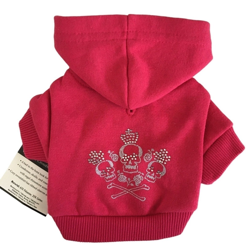 Zack & Zoey Skulls Dog Hoodie Crowns Crossbones Pink Size XXS